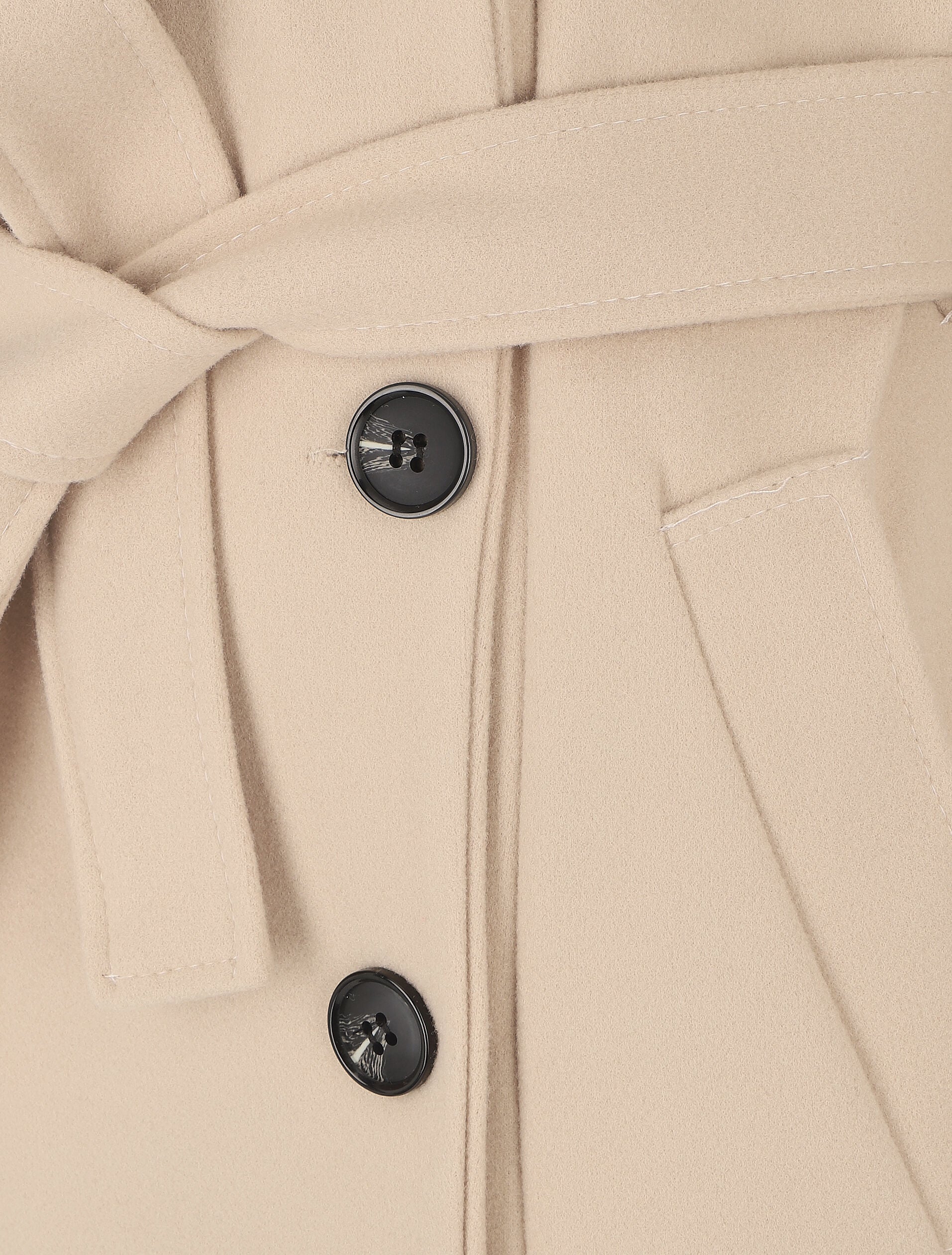Lange jas met opstaande kraag - Beige - Image 3