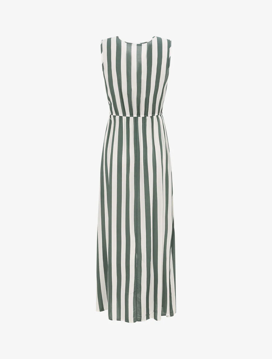 Lange empire jurk met gestreepte print - Groen - Image 2