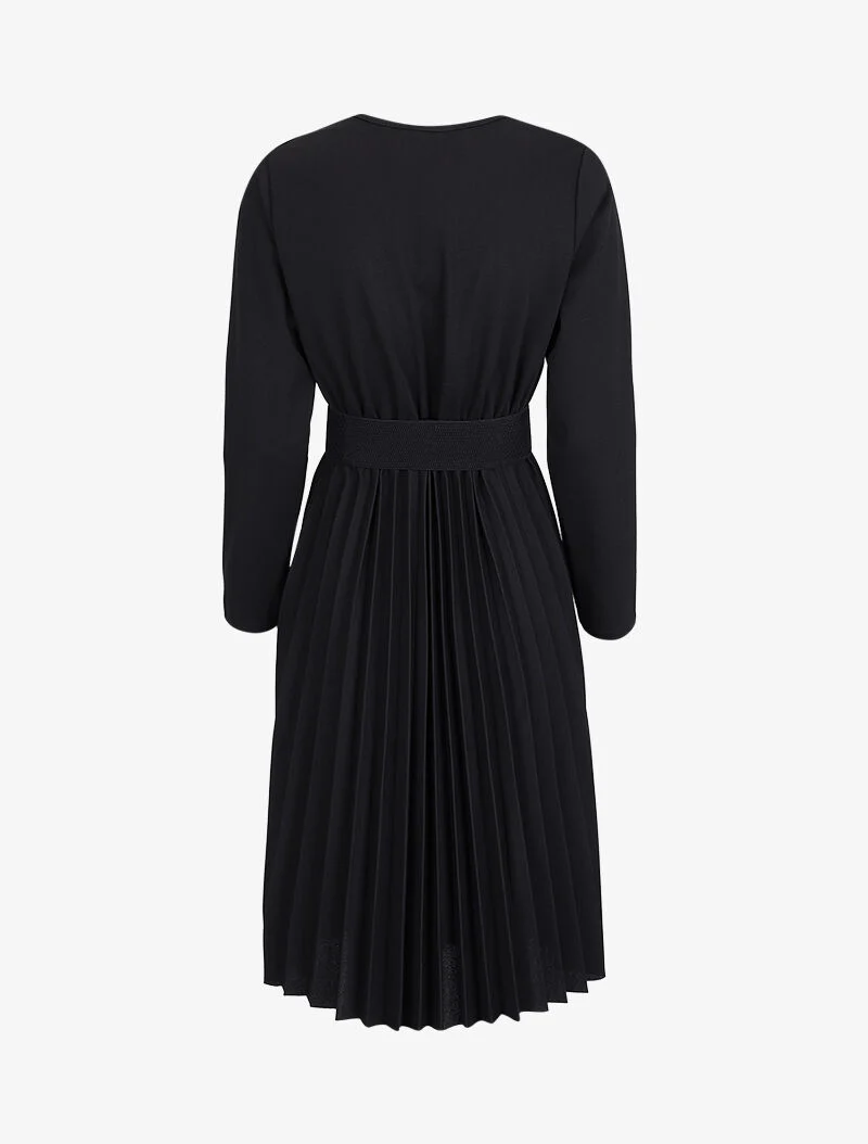 Lange jurk met empire snit overslag - Zwart - Image 3