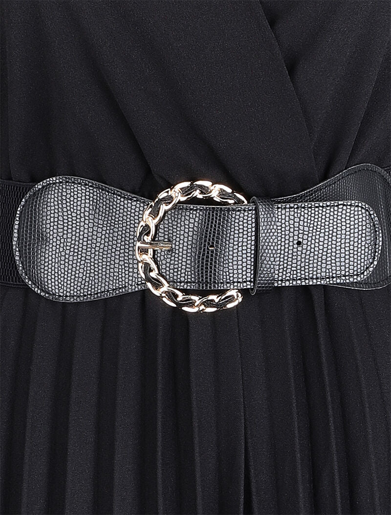 Lange jurk met empire snit overslag - Zwart - Image 4