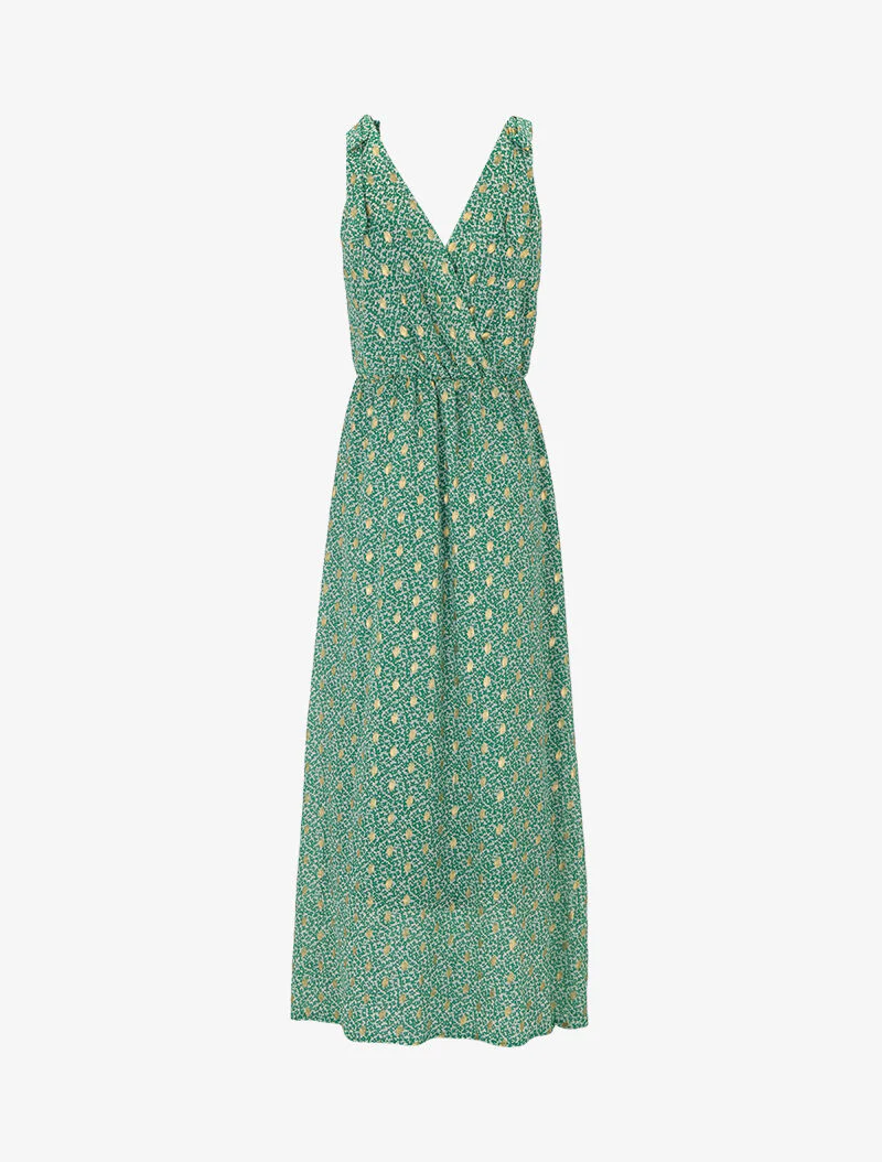 Lange jurk met abstracte bloemenprint - groen - Image 2