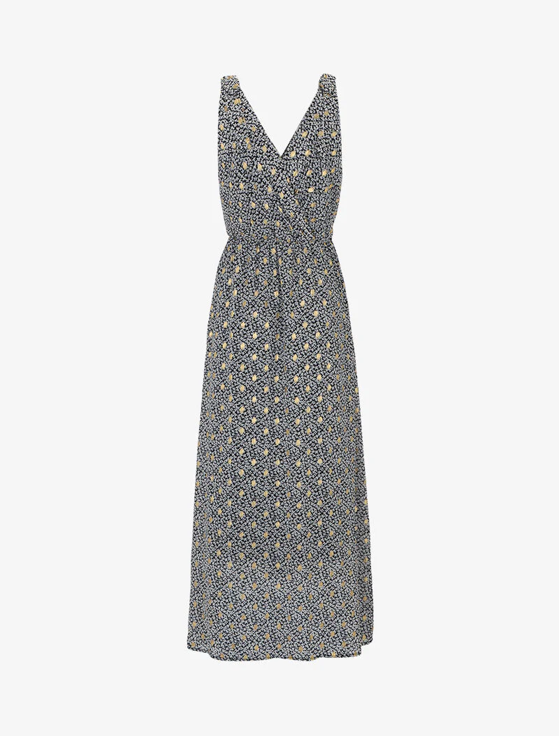 Lange jurk met abstracte bloemenprint - zwart - Image 2