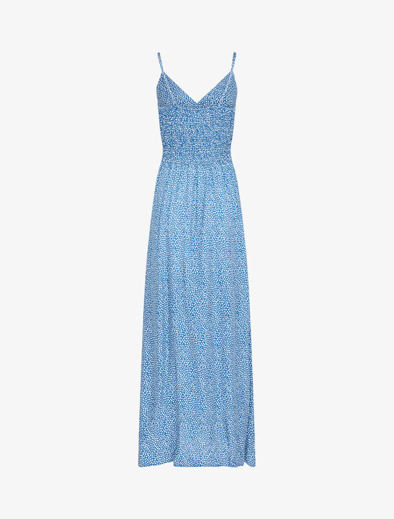 Lange jurk met bladenprint - karretjeblauw - Image 2