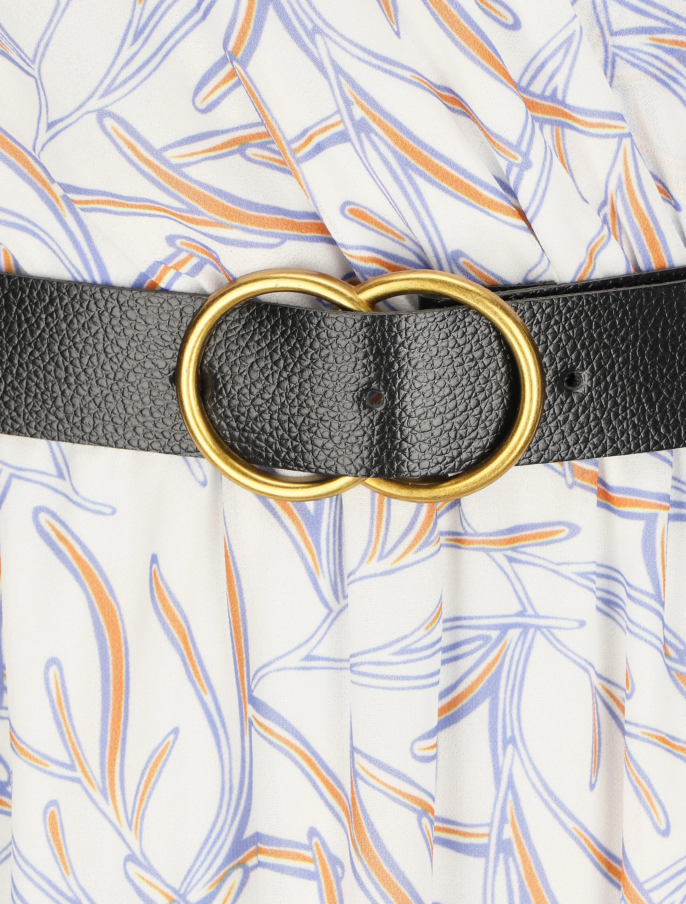 Lange jurk met bladprint - Wit - Image 3