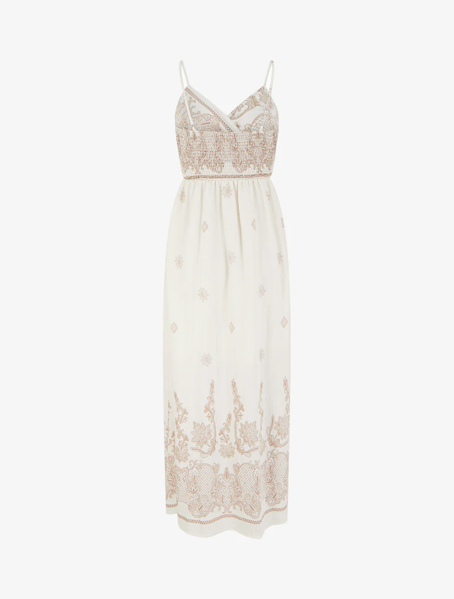Lange jurk met bloemen arabeskenprint - Ecru - Image 2
