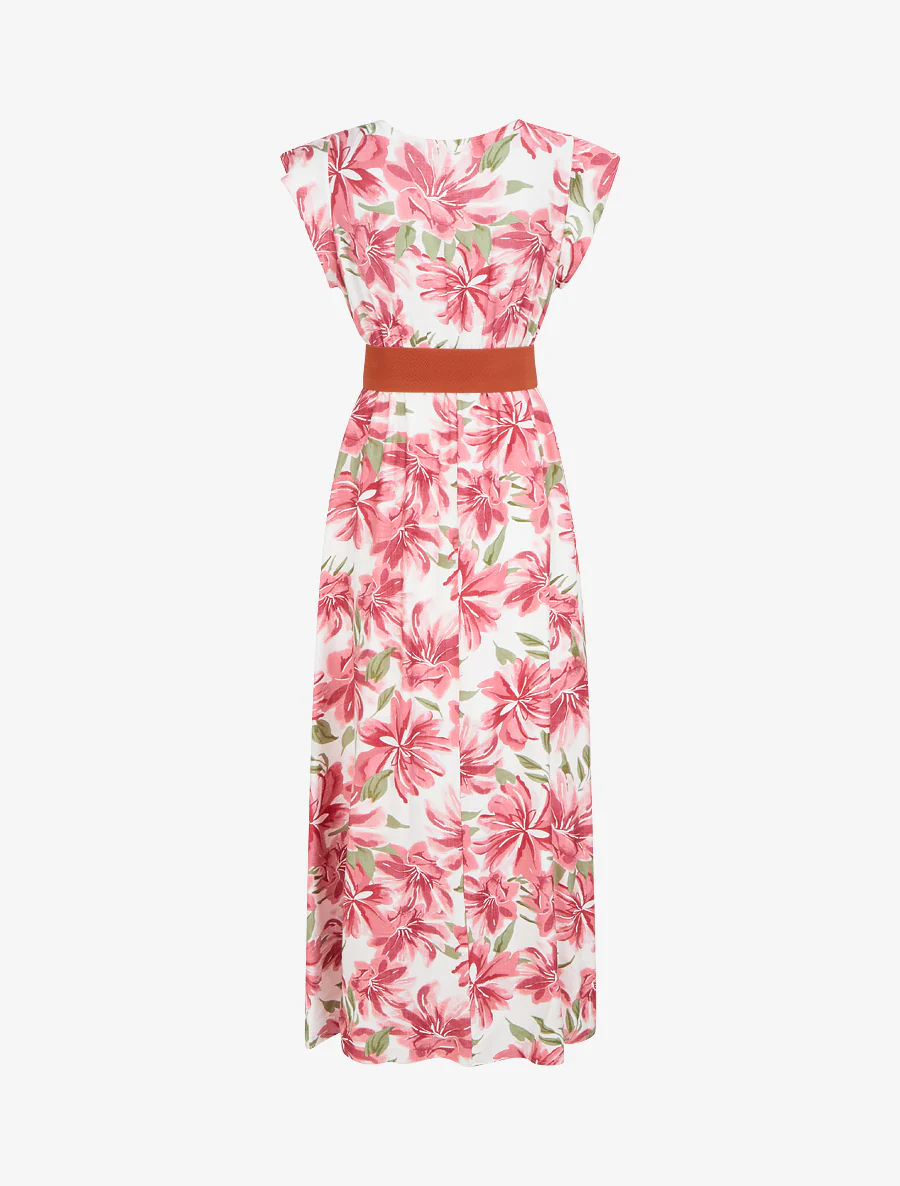Lange jurk met bloemenprint en korte mouwen - Roos - Image 2