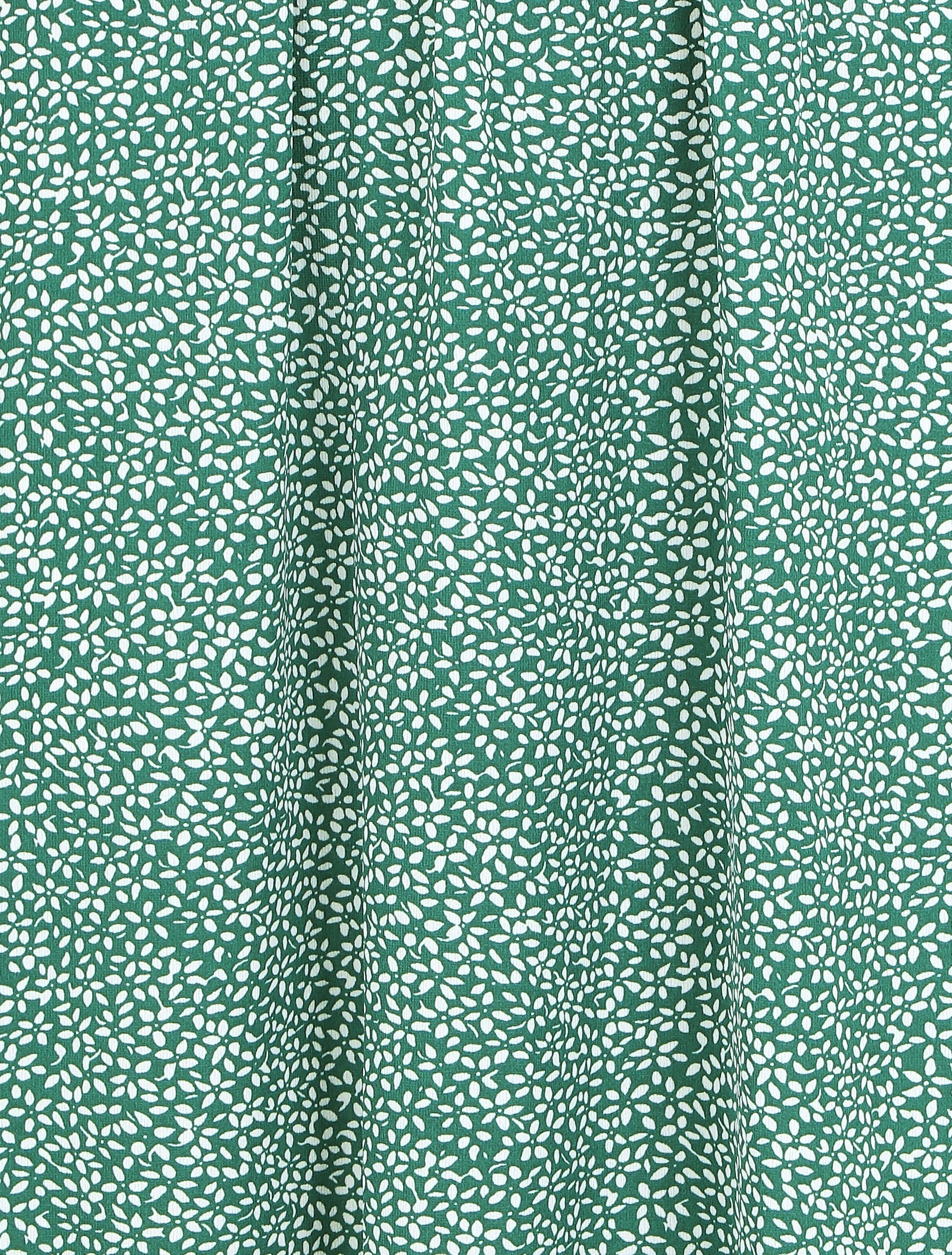 Lange jurk met bloemenprint en korte mouwen met ruches - groen - Image 3