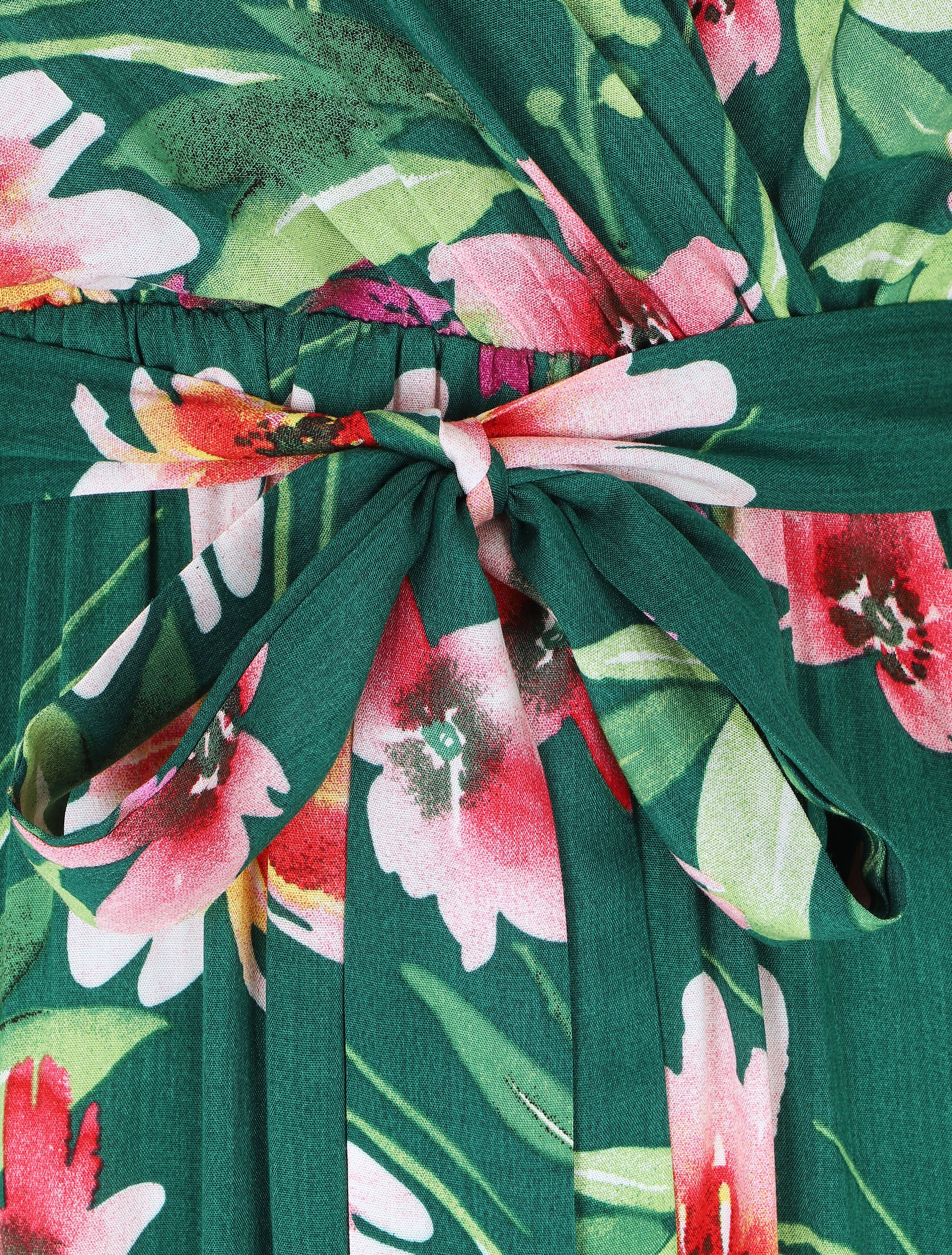 Lange jurk met bloemenprint - groen - Image 3