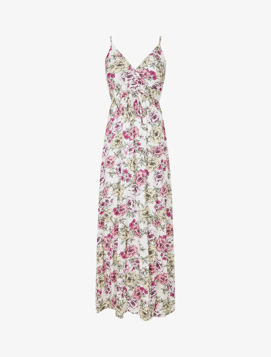 Lange jurk met bloemenprint - wit