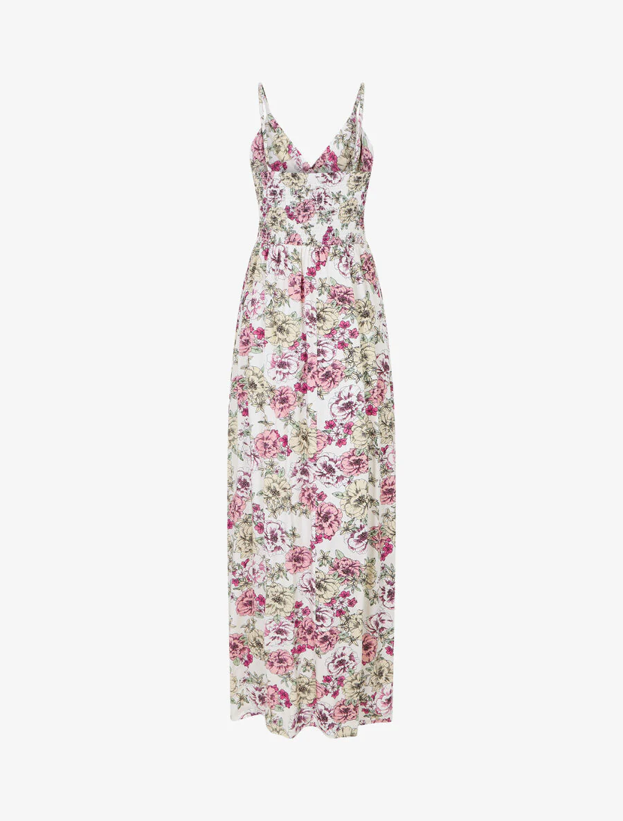 Lange jurk met bloemenprint - wit - Image 2