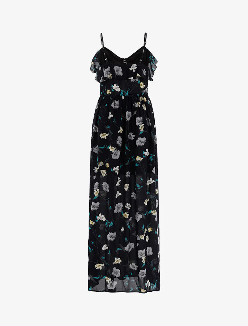 Lange jurk met bloemenprint - marineblauw - Image 2