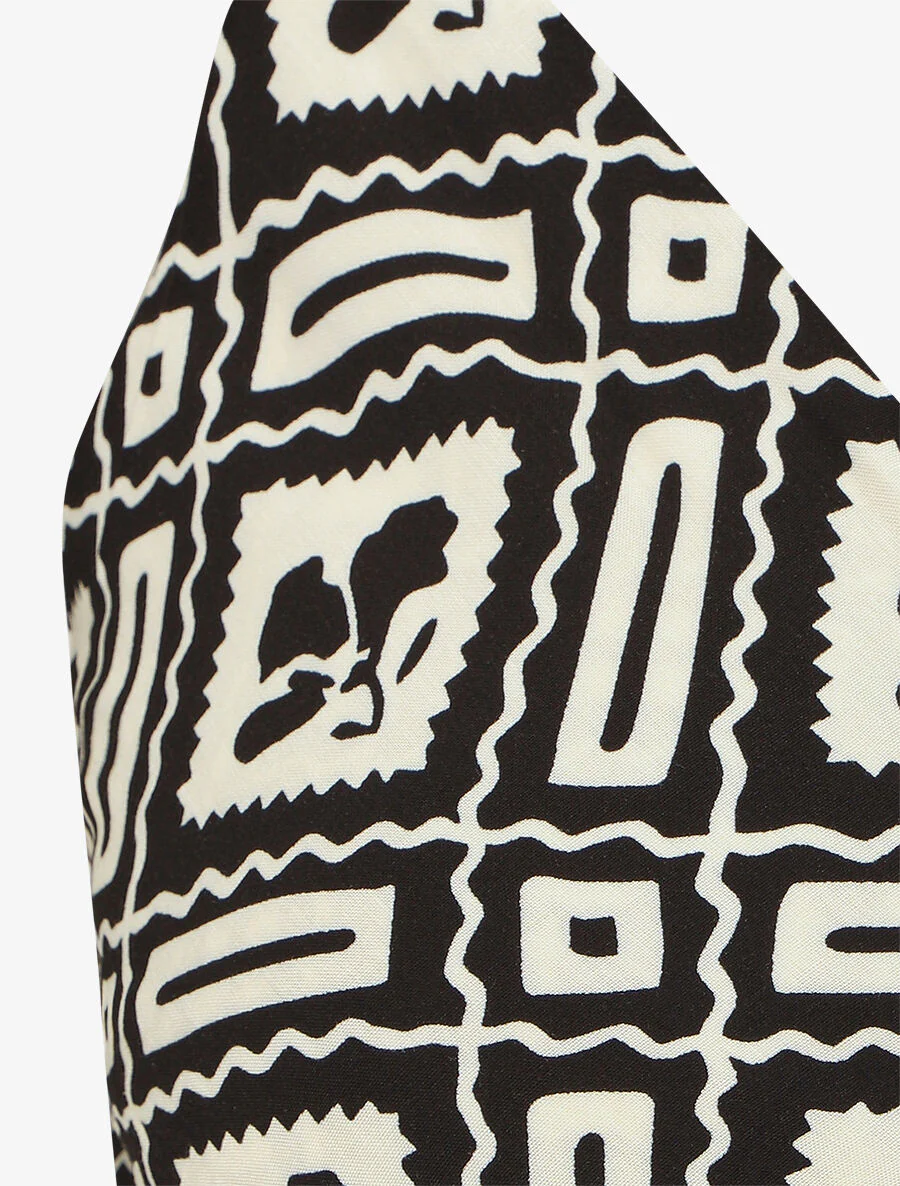 Lange jurk met dunne bandjes en grafische print - zwart - Image 3