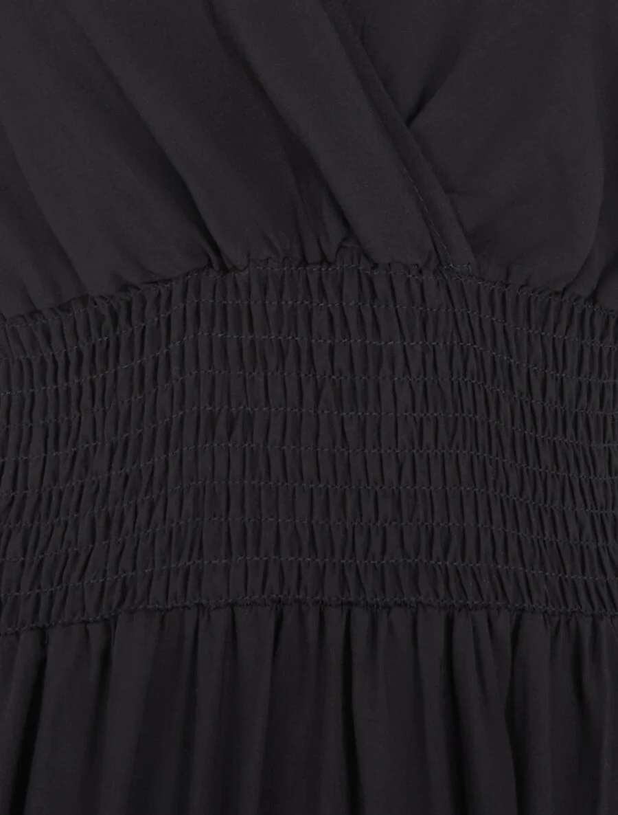 Lange elastische jurk met strikbanden - Zwart - Image 3