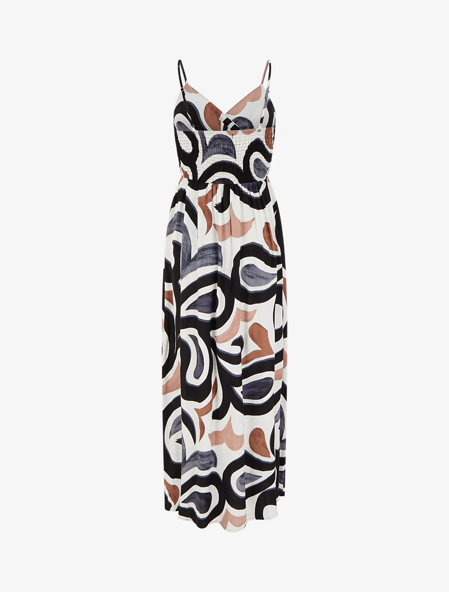 Lange jurk met fantasieprint - Zwart - Image 2