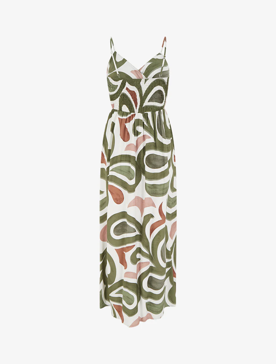 Lange jurk met fantasieprint - Kaki - Image 2