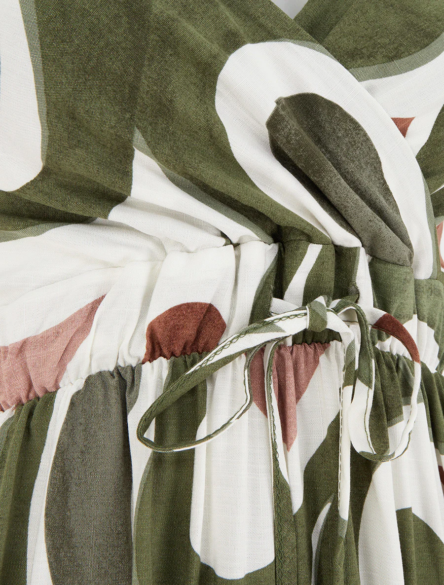 Lange jurk met fantasieprint - Kaki - Image 3