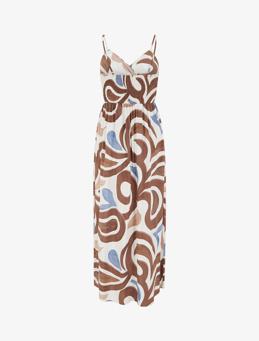 Lange jurk met fantasieprint - Bruin - Image 2