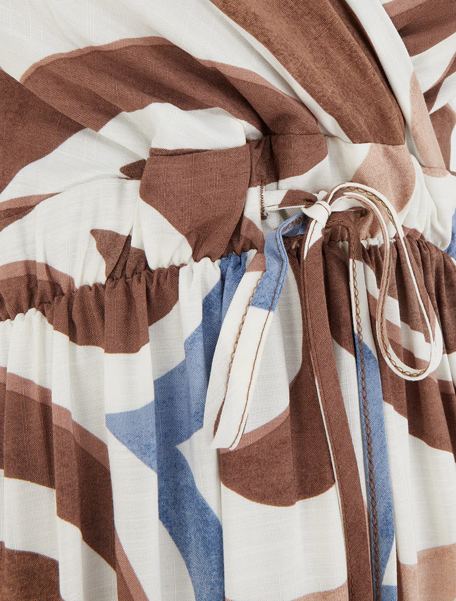 Lange jurk met fantasieprint - Bruin - Image 3