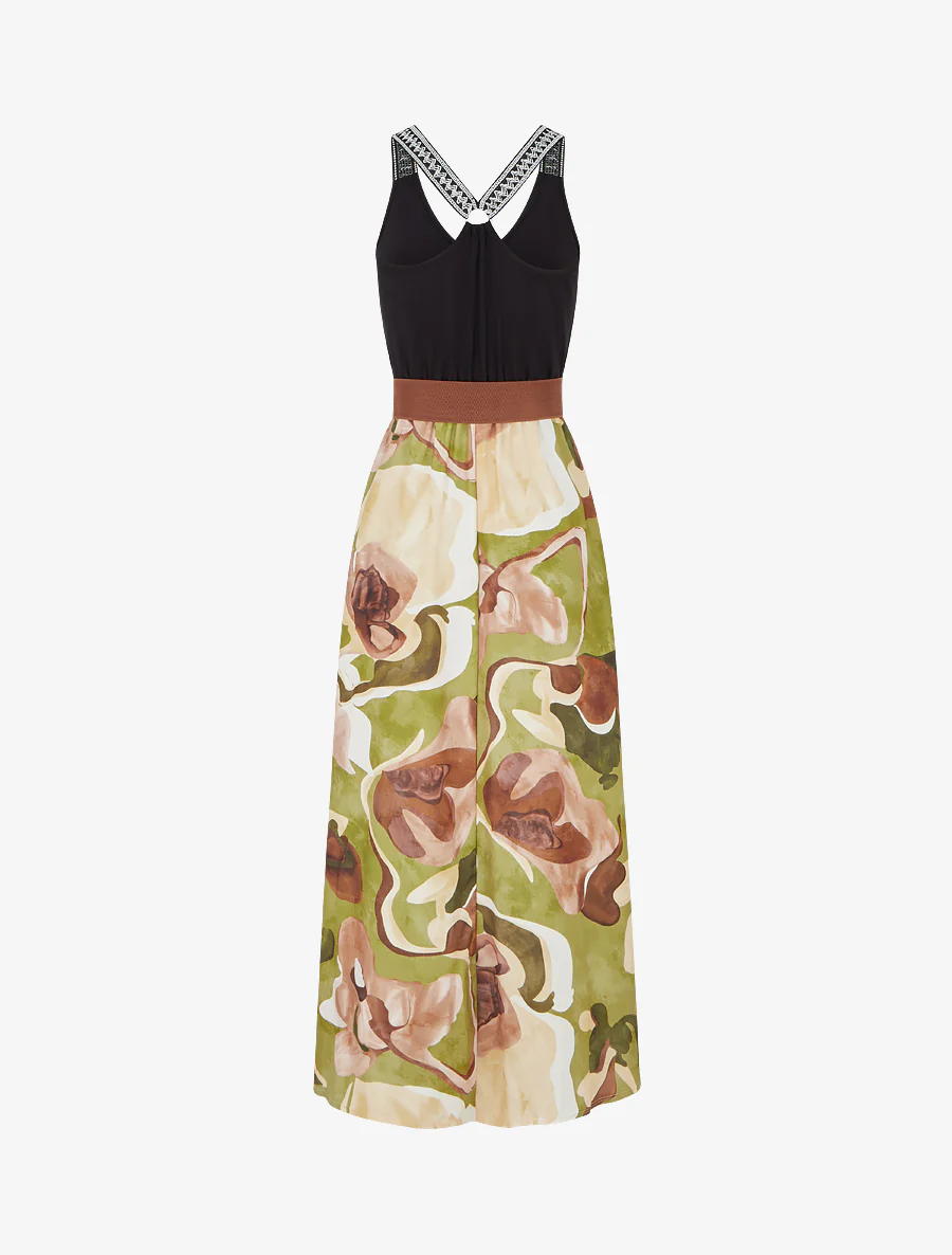 Lange jurk met fantasieprint - Olijfgroen - Image 2