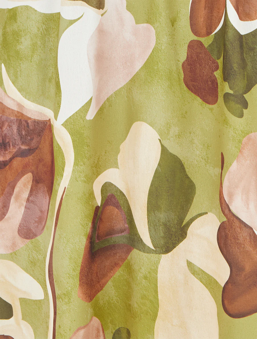 Lange jurk met fantasieprint - Olijfgroen - Image 3