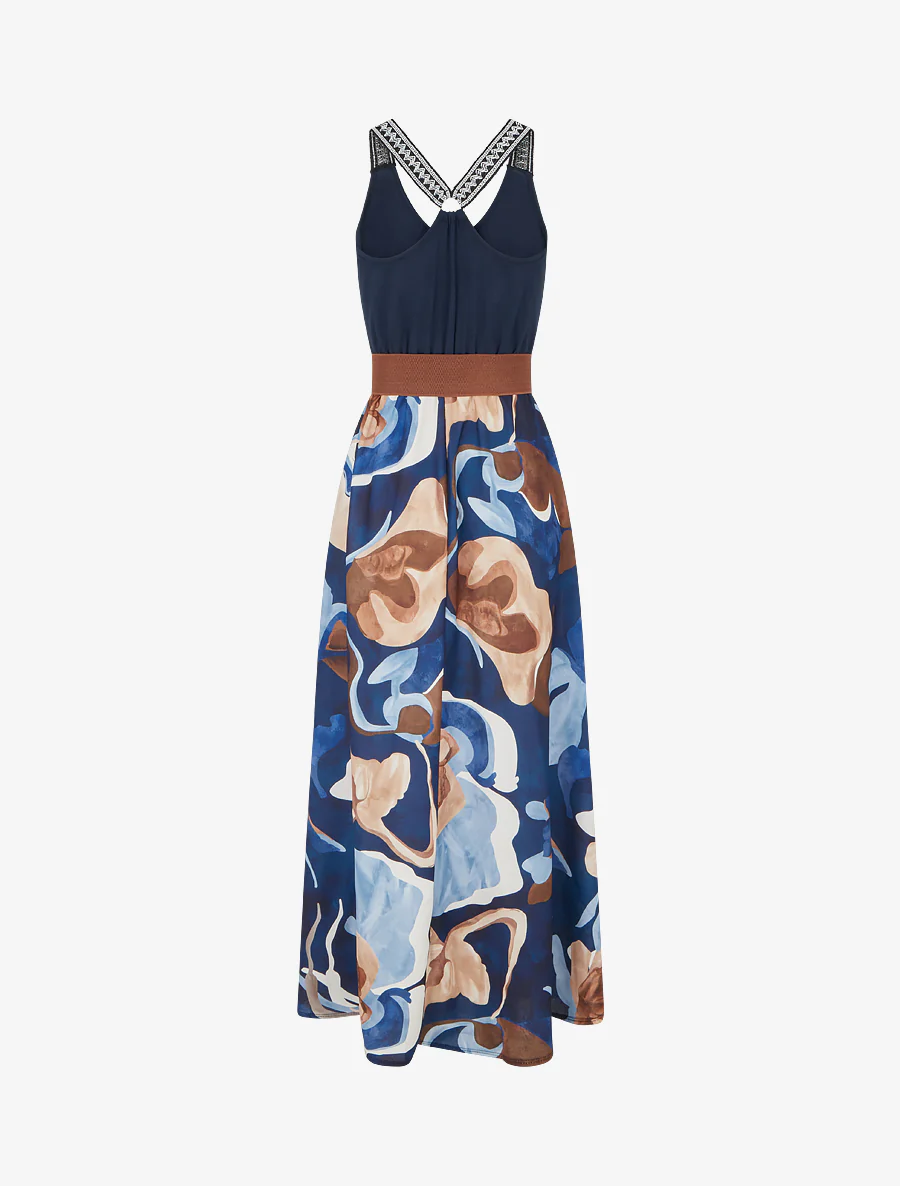 Lange jurk met fantasieprint - Marine - Image 2