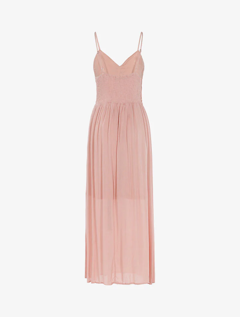 Lange jurk met gehaakte buste - roze - Image 2