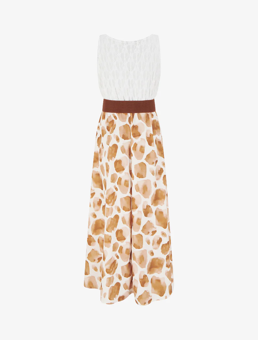 Lange jurk met giraffenprint en imitatieriemen - Bruin - Image 2
