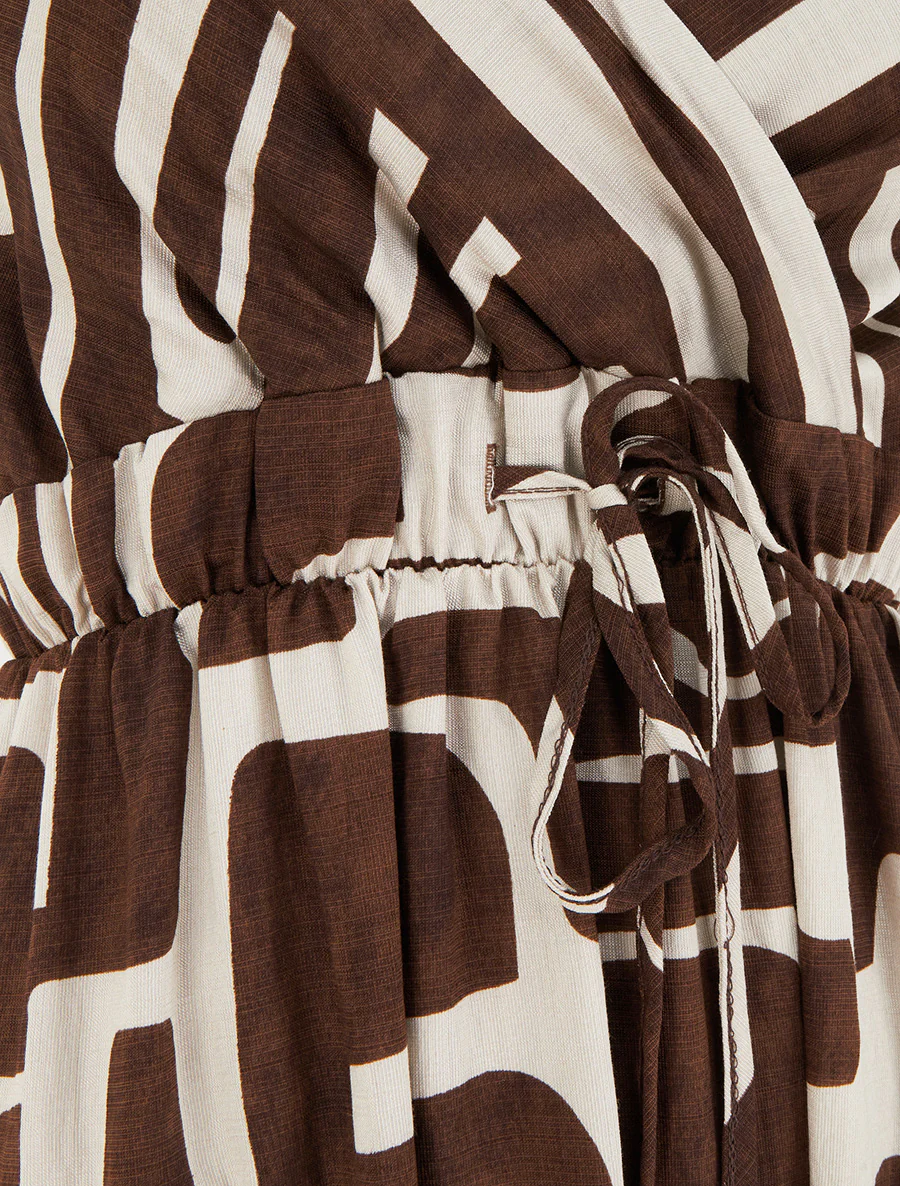 Lange jurk met grafische print - Bruin - Image 3