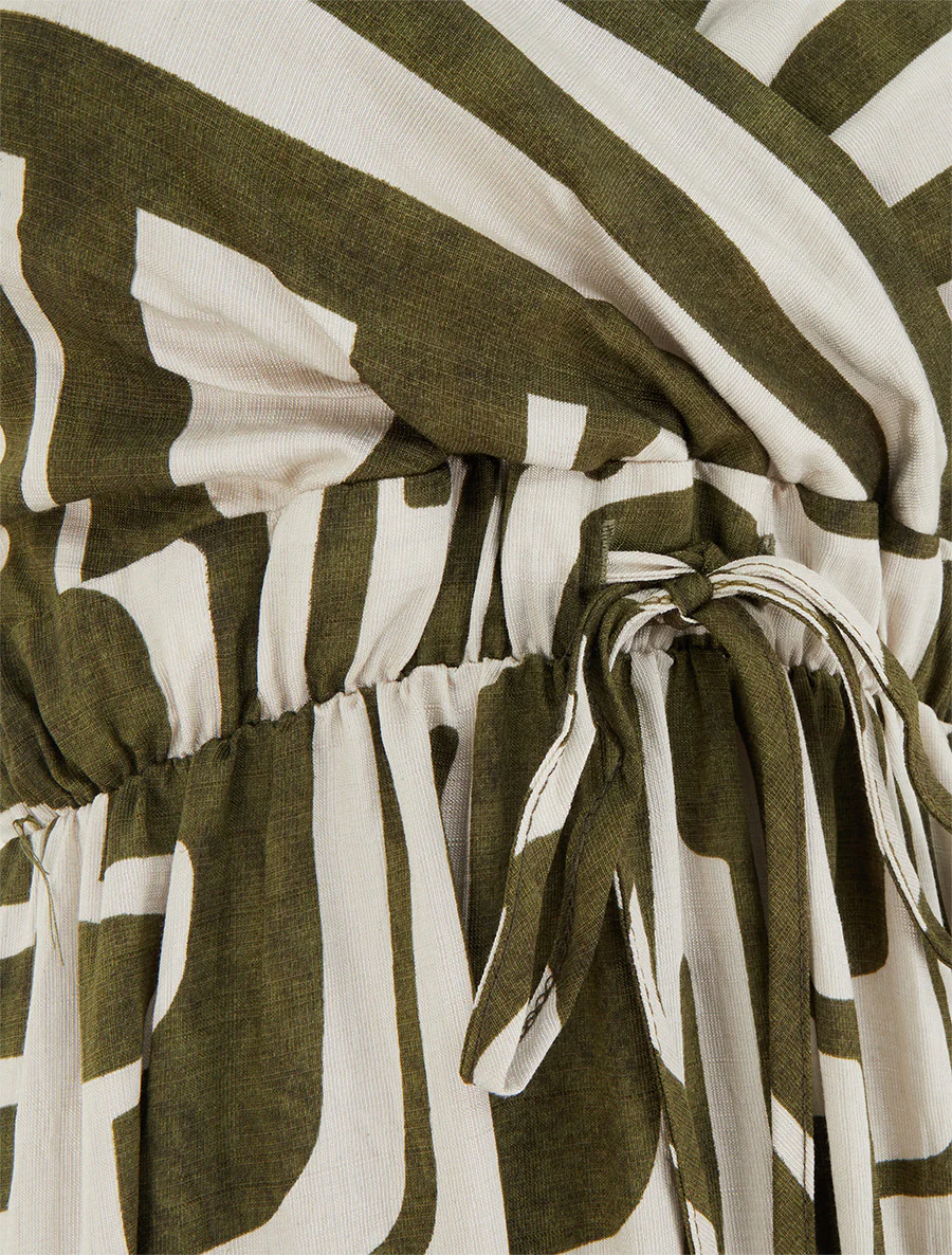 Lange jurk met grafische print - Kaki - Image 3