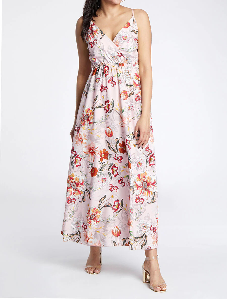 Lange jurk met grote bloemenprint - Roze - Image 4
