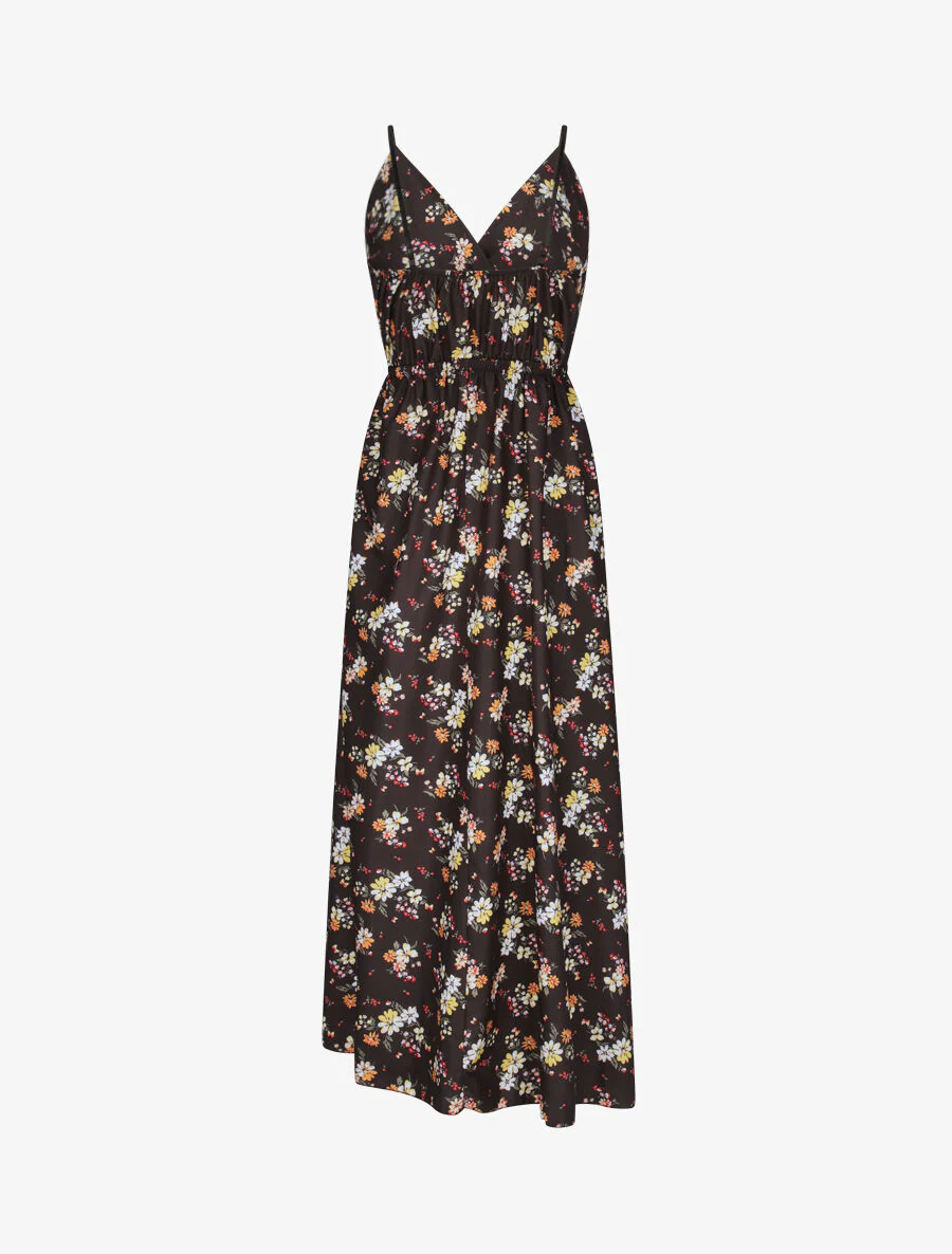Lange jurk met kleine bloemenprint - Zwart - Image 2