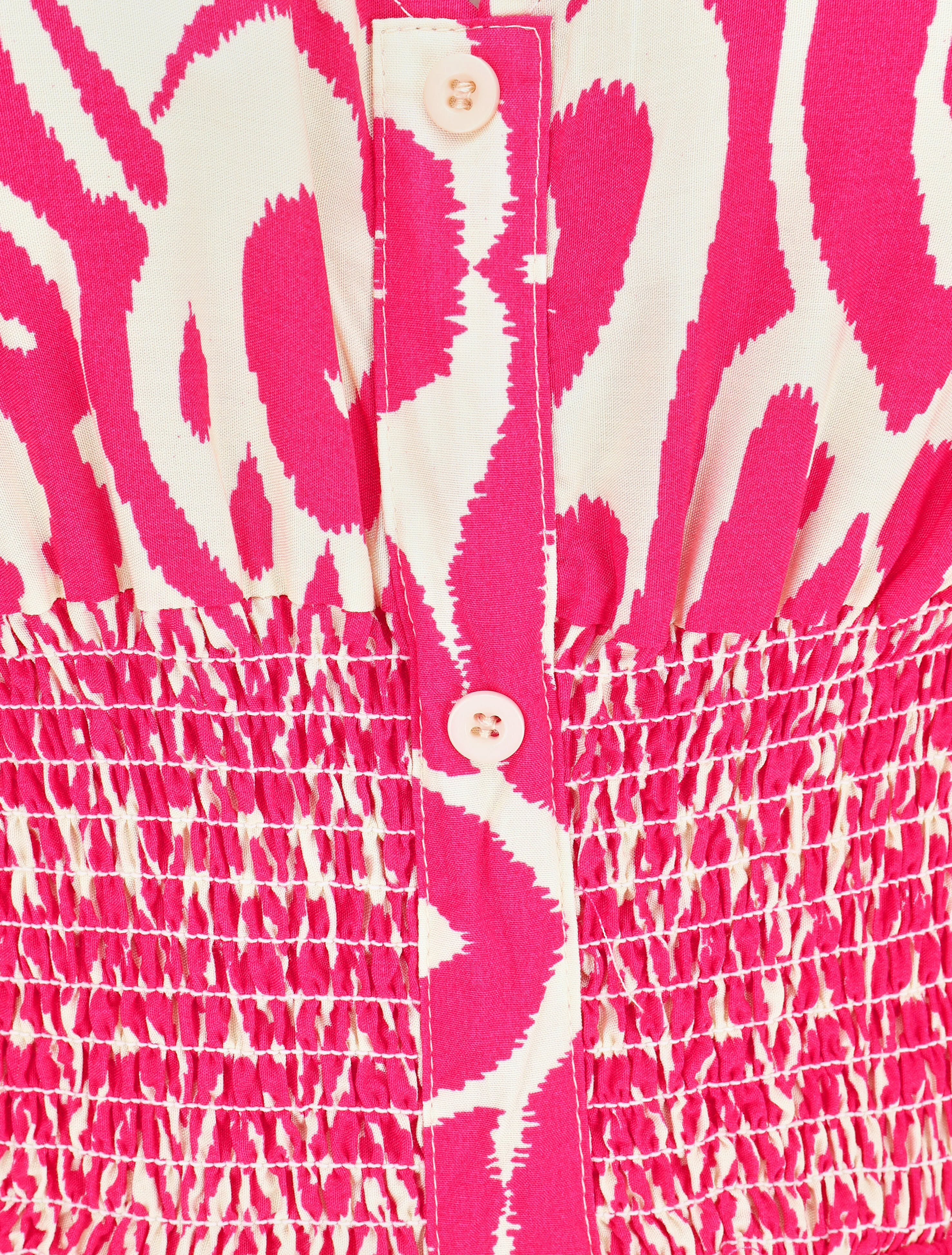 Lange jurk met korte mouwen en grafische print - fuchsia - Image 3
