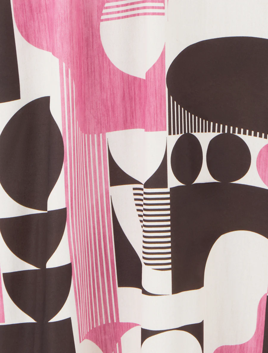 Lange jurk met korte mouwen en grafische print - Bruin - Image 3