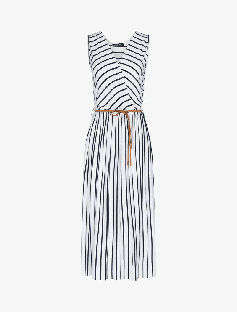 Lange jurk met marinestijl print - Wit
