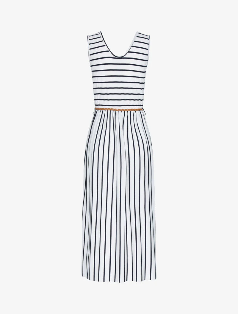 Lange jurk met marinestijl print - Wit - Image 2