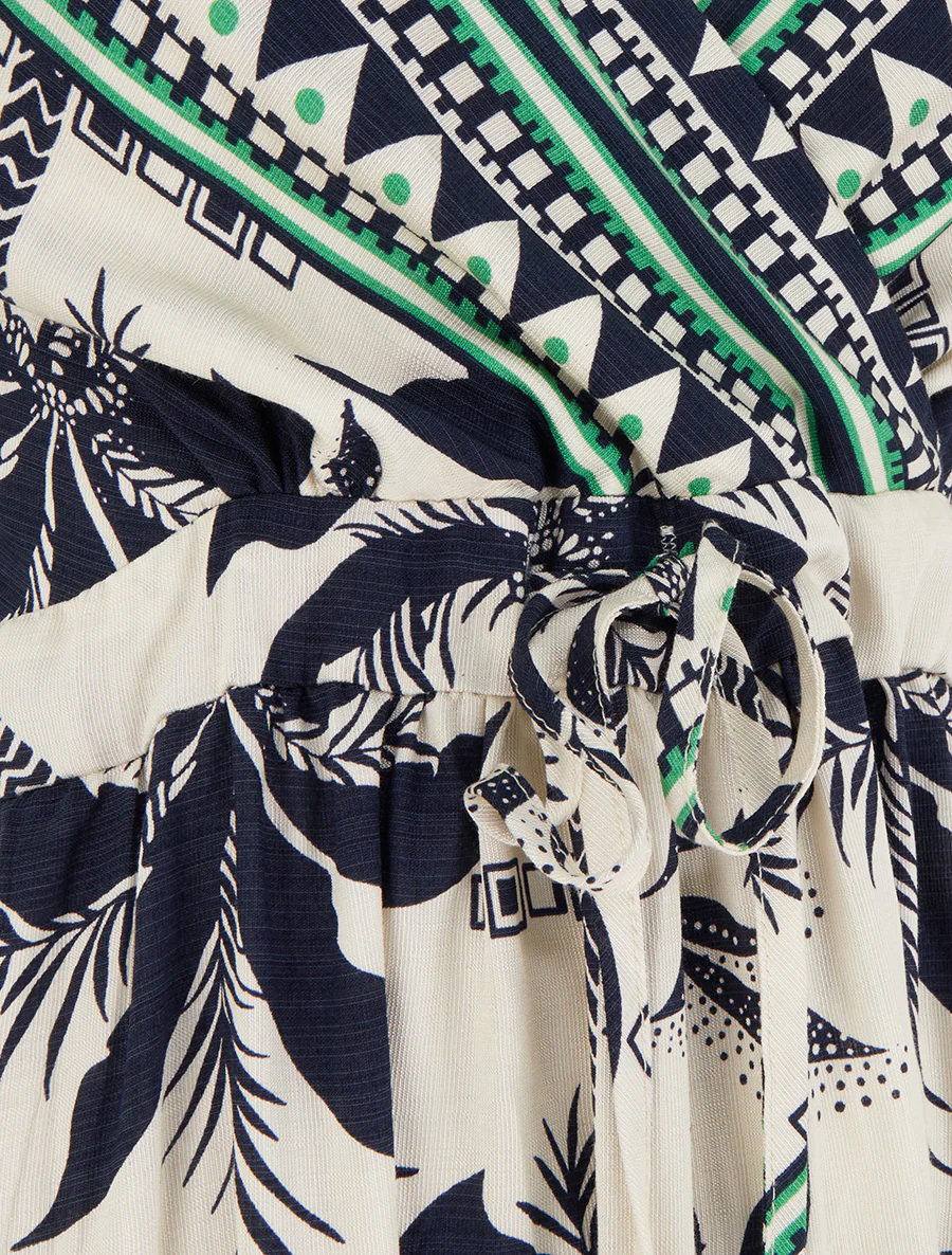 Lange jurk met palmprint - Marine - Image 3