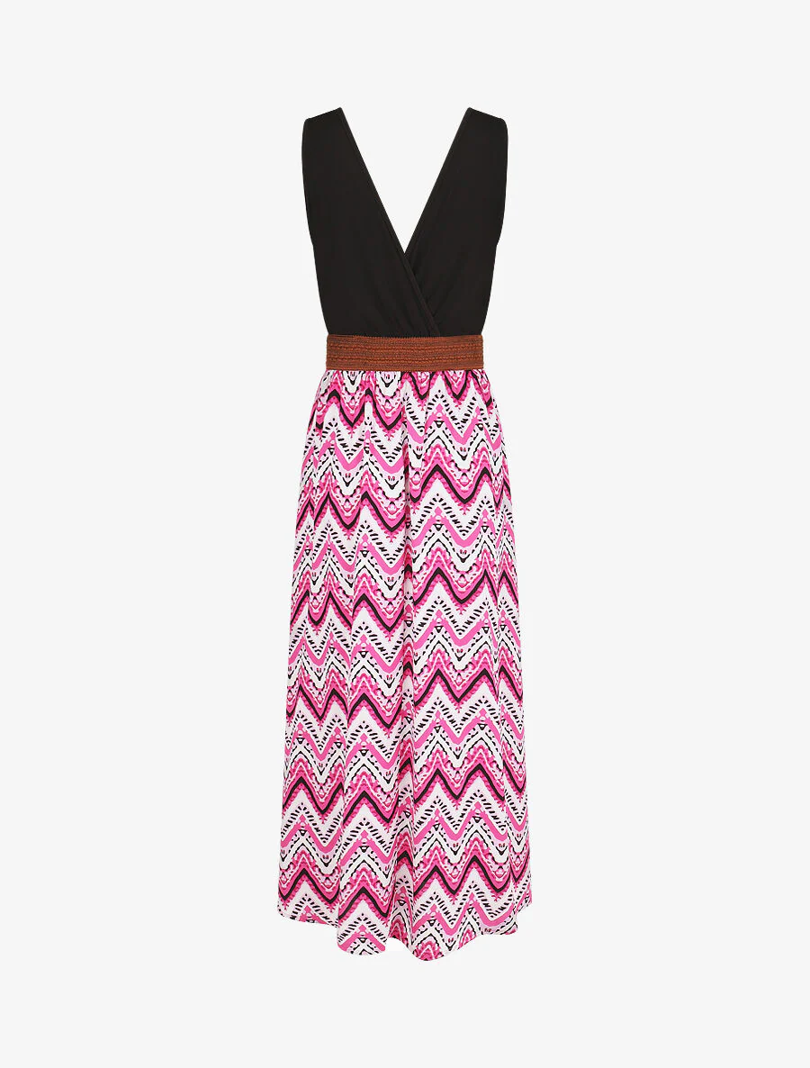 Lange jurk met rok met grafische print - Fuchsia - Image 2