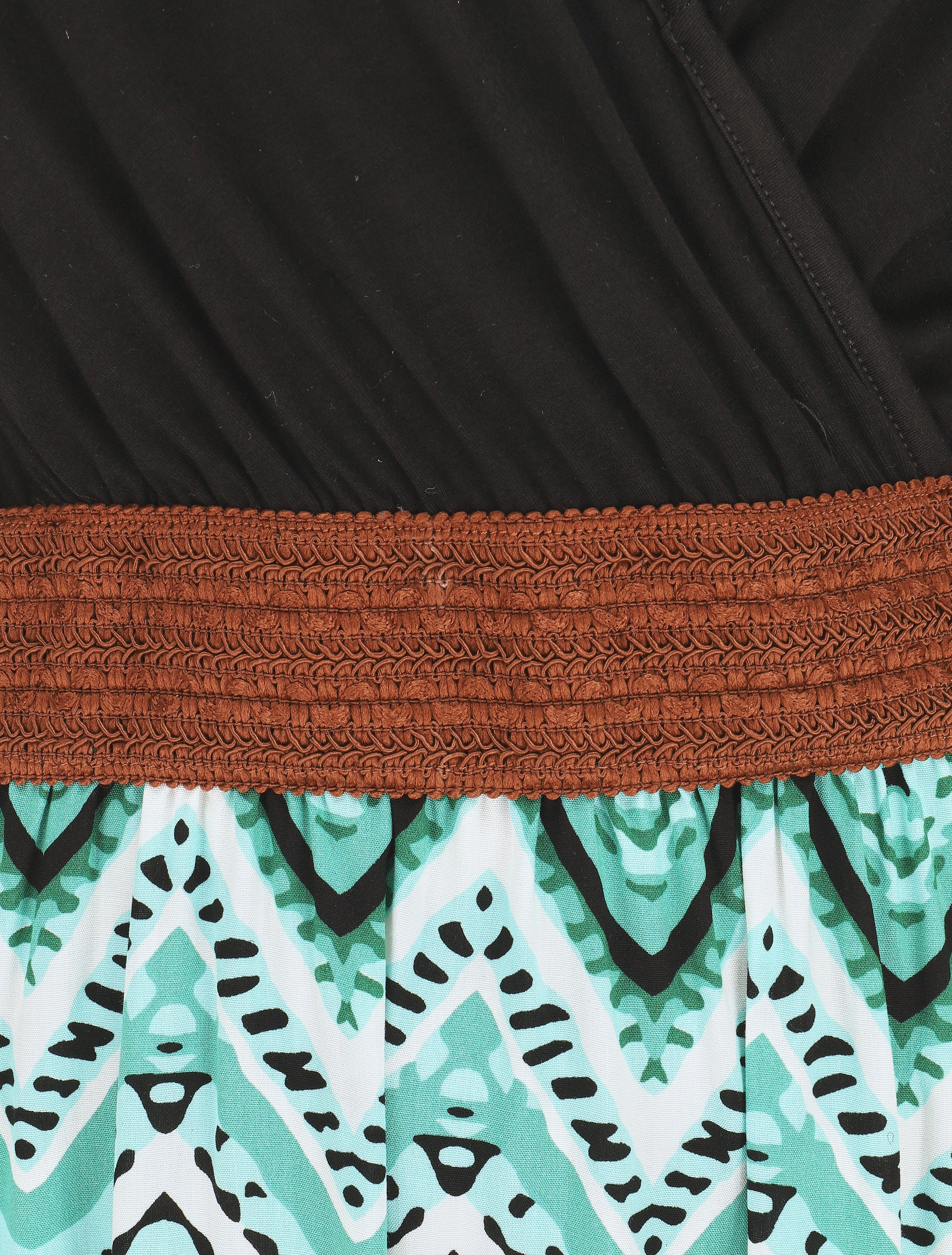 Lange jurk met rok met grafische print - groen - Image 3