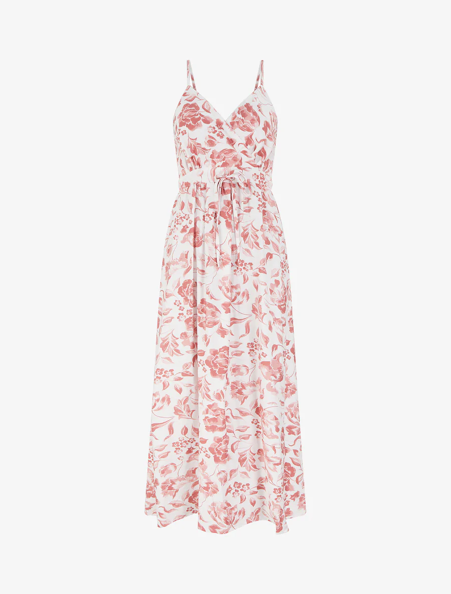 Lange jurk met rozenprint - Roos