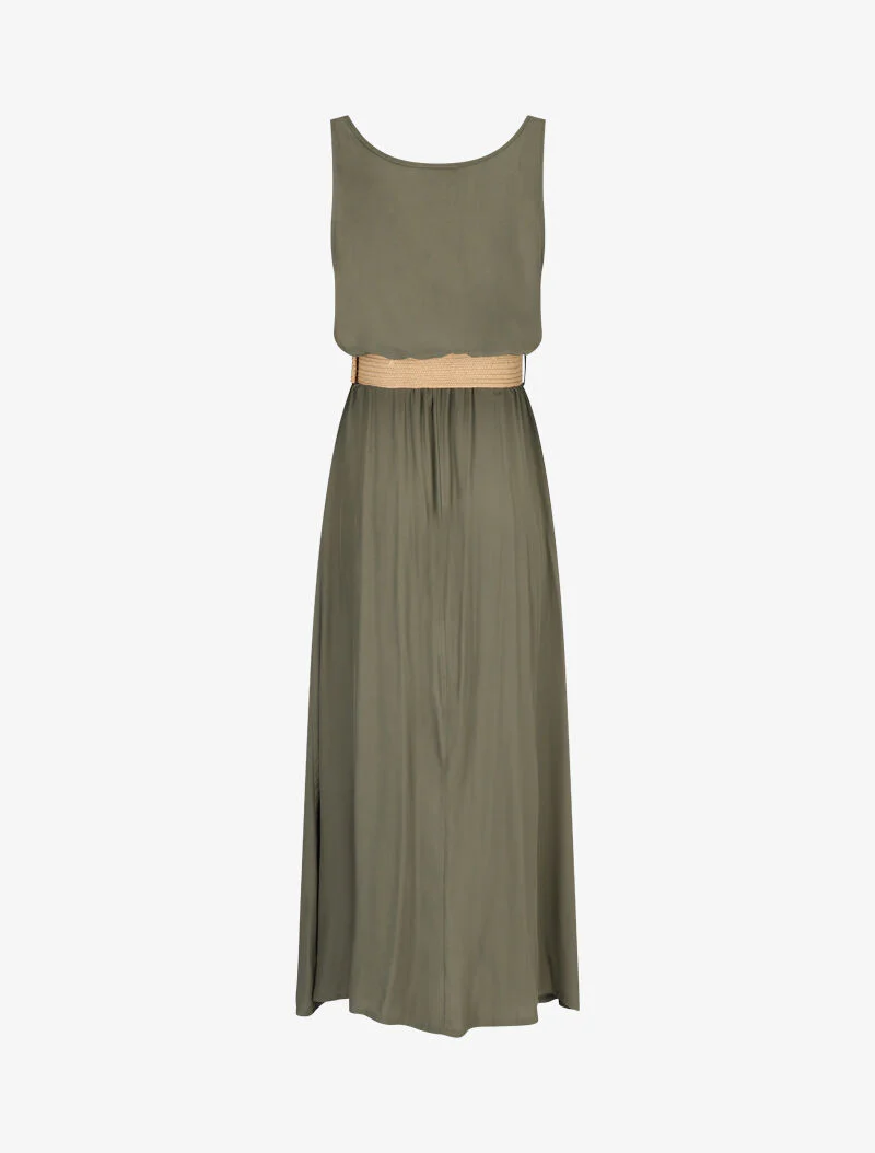 Lange jurk met decoratieve knopen - kaki - Image 2