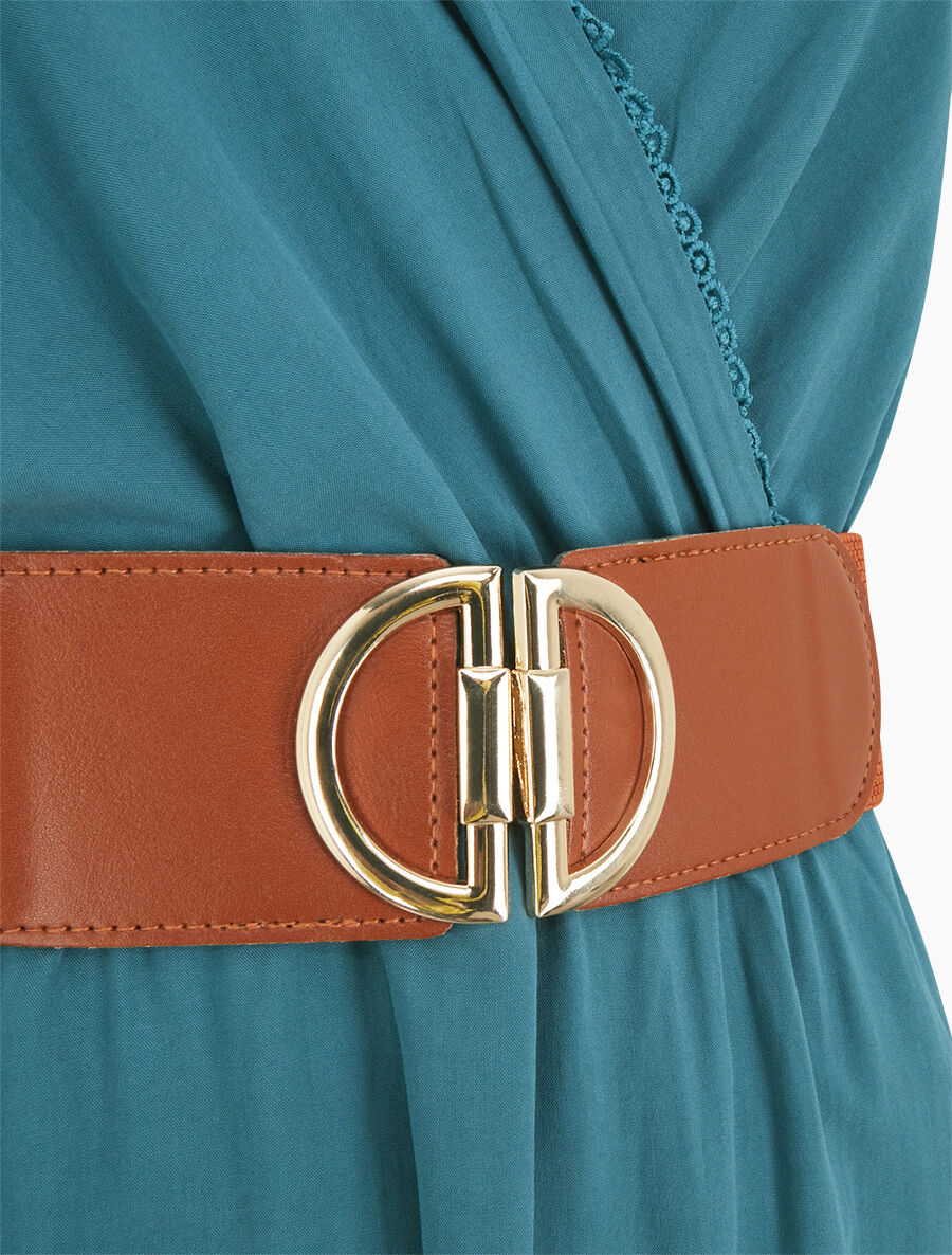Lange jurk met strikken op de schouders - Blauwgroen - Image 3