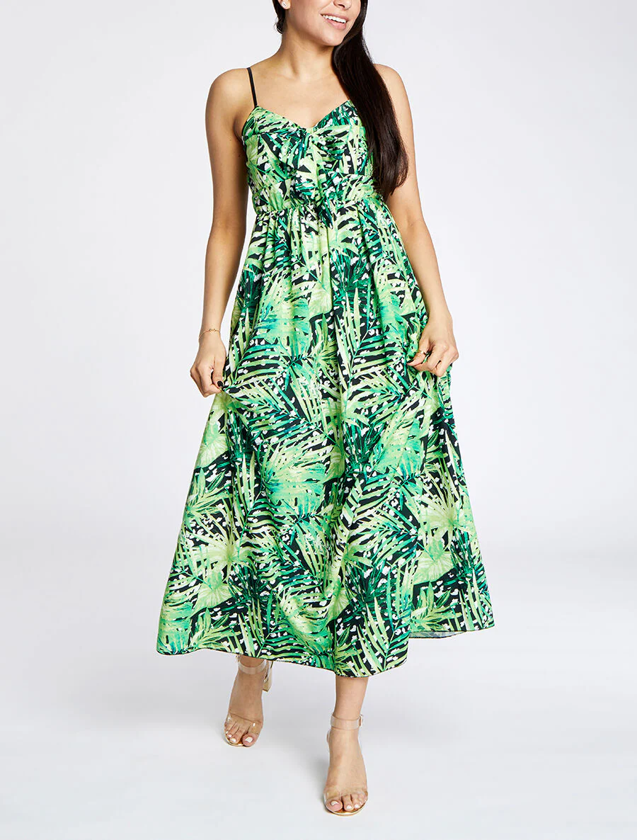 Lange jurk met tropische bloemenprint - Zwart - Image 4