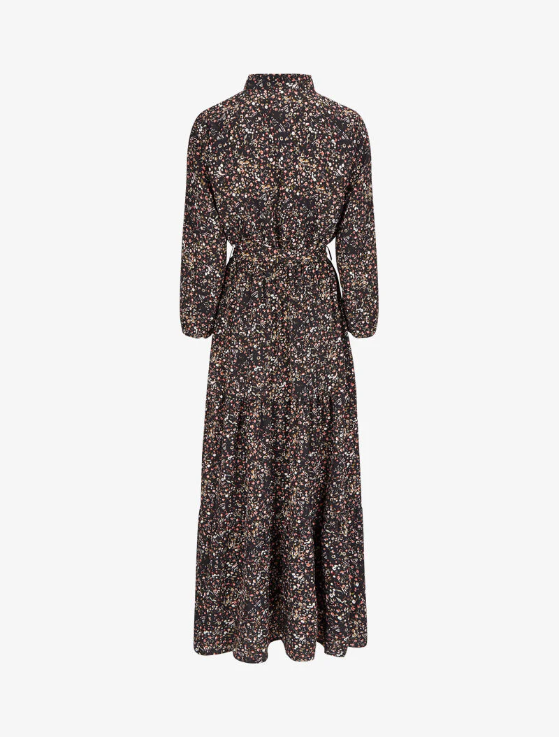 Lange jurk met wilde bloemenprint - Zwart - Image 2