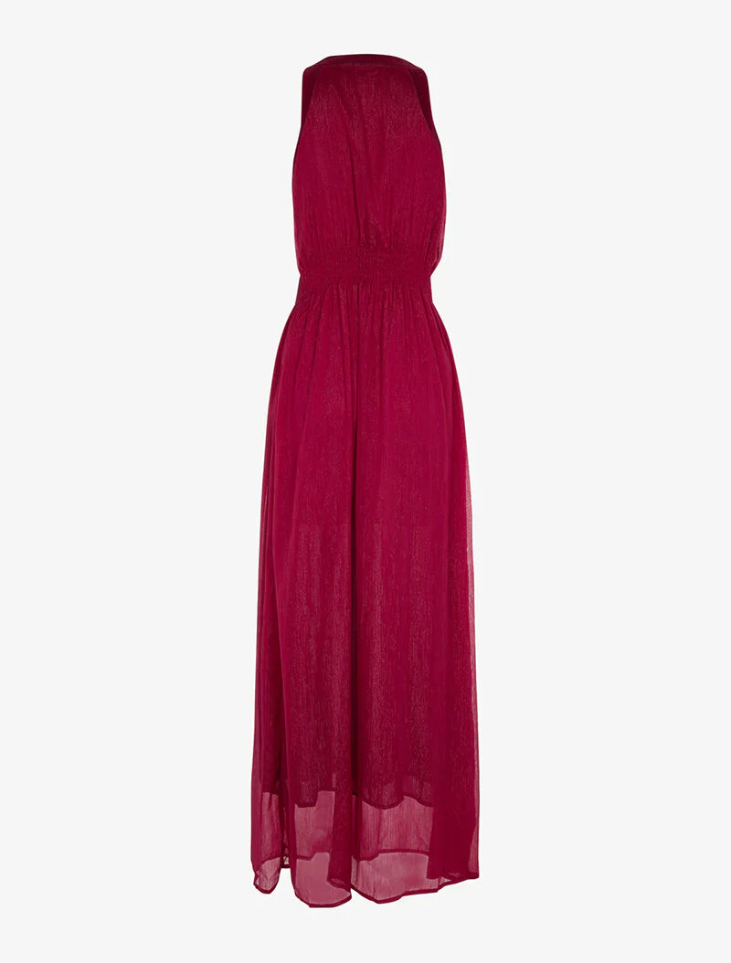 Lange jurk met sieraden borststuk - bordeaux - Image 2