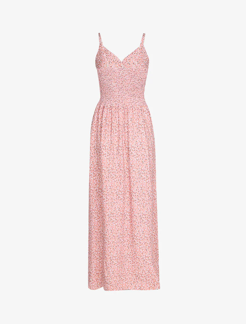 Lange katoenen jurk met bloemenprint - roze - Image 2