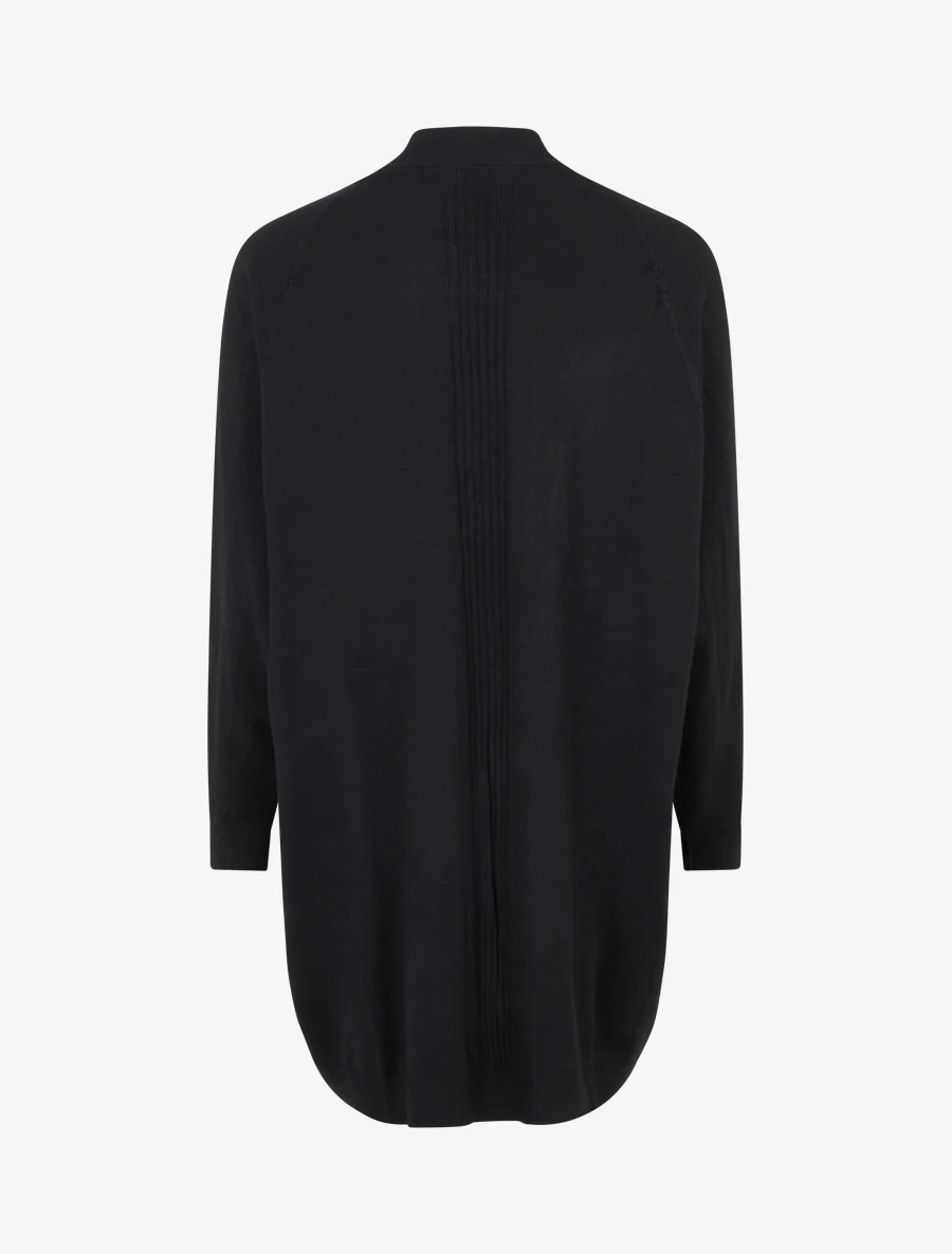 Lange, losse gilet met vleermuismouwen - Zwart - Image 2