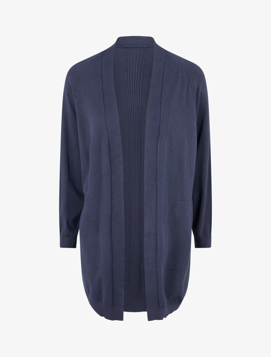 Lange, losse gilet met vleermuismouwen - Marine
