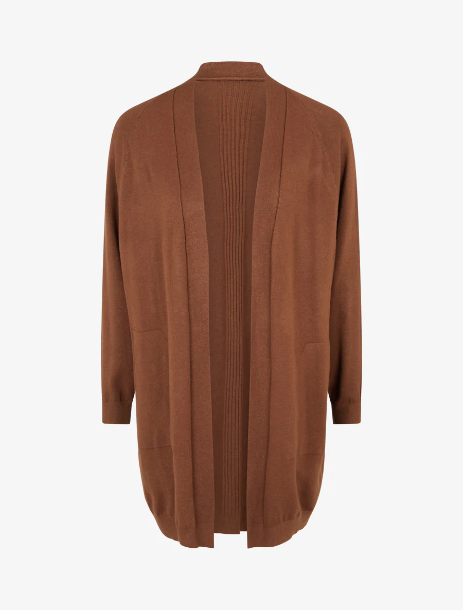 Lange, losse gilet met vleermuismouwen - Bruin