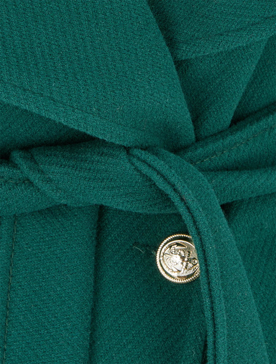 Lange mantel met riem - Dennengroen - Image 3