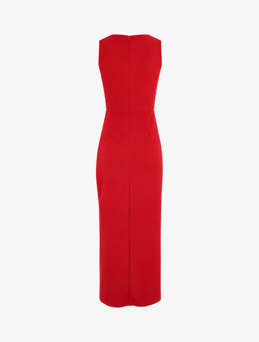 Mouwloze gedrapeerde lange jurk - Rood - Image 3